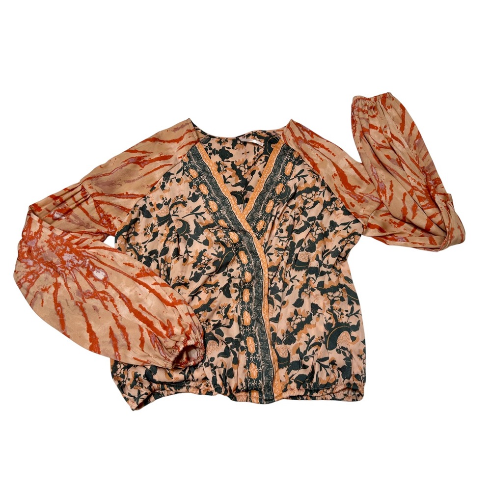 Free People Womens Cruisin Together Mixed Print Top Surplice Cropped size XS - Picture 2 of 8